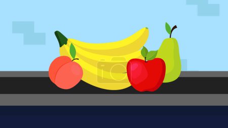 Téléchargez les illustrations : Fruits et légumes illustration vectorielle graphisme - en licence libre de droit