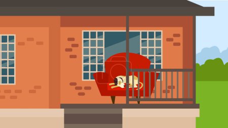 Photo for Vector illustration of dog on the porch - Royalty Free Image