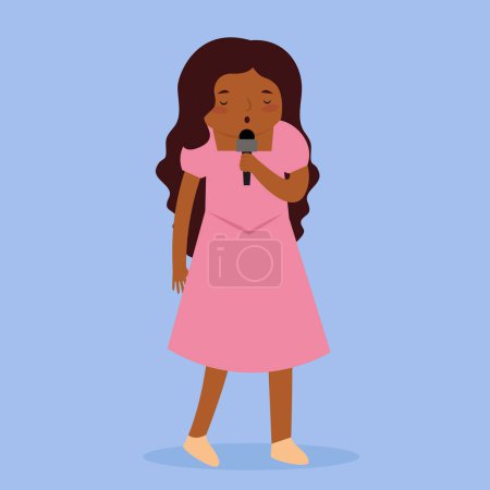 vector illustration of girl with microphone 