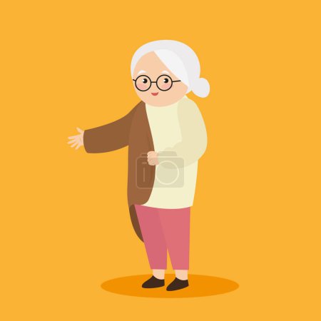 Téléchargez les illustrations : Illustration vectorielle de la femme âgée en manteau - en licence libre de droit