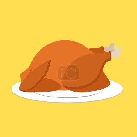 Téléchargez les illustrations : Jambe de poulet avec illustration vectorielle de viande et légumes - en licence libre de droit