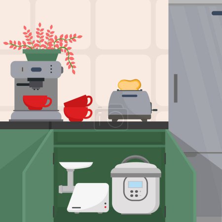 Ilustración de Utensilios de cocina y electrodomésticos, ilustración vectorial - Imagen libre de derechos