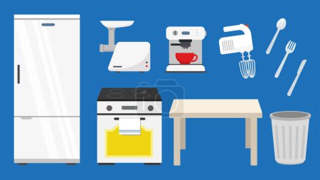 Téléchargez les illustrations : Illustration vectorielle des ustensiles et appareils de cuisine - en licence libre de droit