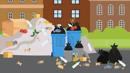 Illustration for Waste and garbage on street - Royalty Free Image