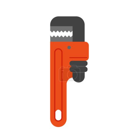 Téléchargez les illustrations : Icône de clé à tuyau. Illustration plate de l'icône de clé à pipe pour la conception web - en licence libre de droit
