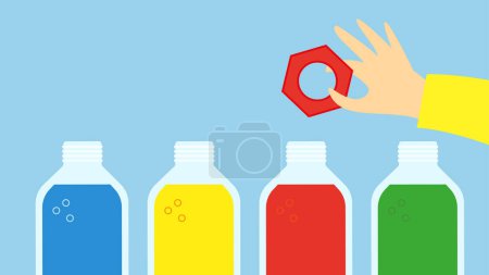 Illustration for Illustration of bottles of detergent in a row - Royalty Free Image