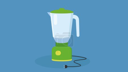 Photo for Illustration of a green blender with a cord on a blue background - Royalty Free Image