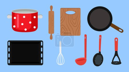 Téléchargez les illustrations : Ustensiles et accessoires de cuisine - en licence libre de droit