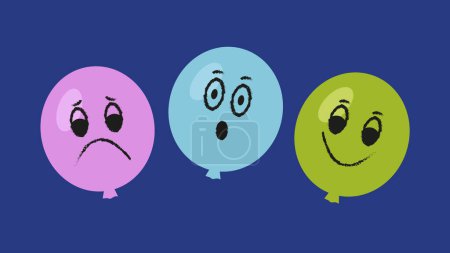 Illustration for Cute cartoon balloons with faces. - Royalty Free Image