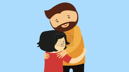 Ilustración de Padre e hijo diseño de dibujos animados, concepto de relación familiar - Imagen libre de derechos