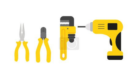 Illustration for Construction tools icon, flat style - Royalty Free Image