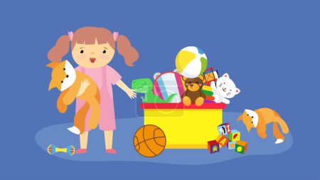 Illustration for Girl playing with toys - Royalty Free Image
