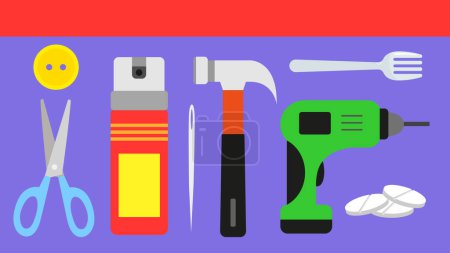 Illustration for Construction tools icons set flat style - Royalty Free Image