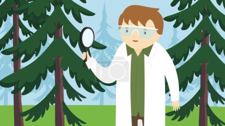 Illustration for Scientist in a forest - Royalty Free Image
