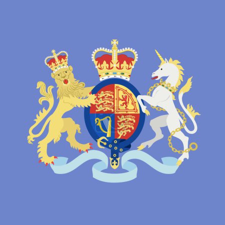 Ilustración de Escudo de armas real escocés con banderas de Escocia y Gran Bretaña - Imagen libre de derechos