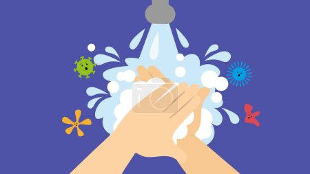 Illustration for Hands with soap with spray - Royalty Free Image