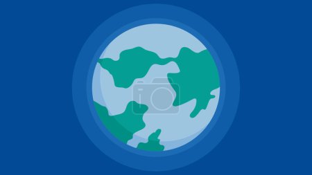 Illustration for Earth planet in a blue circle. Vector illustration in flat style. - Royalty Free Image
