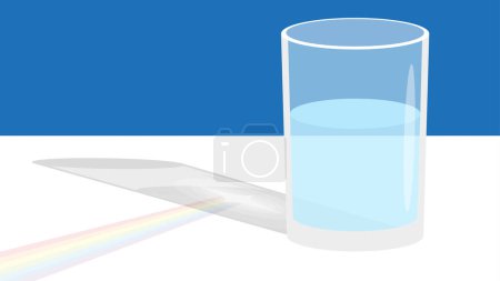 Téléchargez les illustrations : Illustration d'un verre d'eau avec un arc-en-ciel en arrière-plan - en licence libre de droit