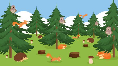 Ilustración de Animales forestales con árboles vector ilustración diseño - Imagen libre de derechos