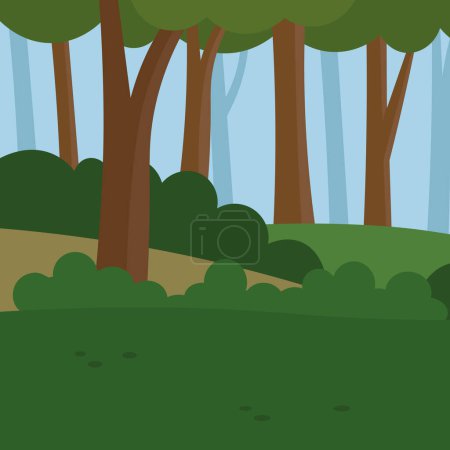 Téléchargez les illustrations : Paysage d'arbres et d'illustrations vectorielles forestières - en licence libre de droit