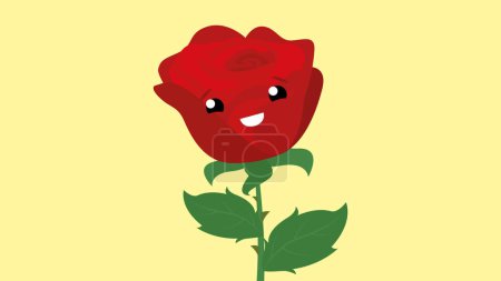 Illustration for Illustration of red rose with smiling face - Royalty Free Image