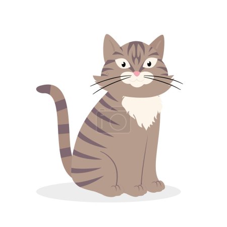Téléchargez les illustrations : Illustration du chat gris isolé sur fond blanc - en licence libre de droit
