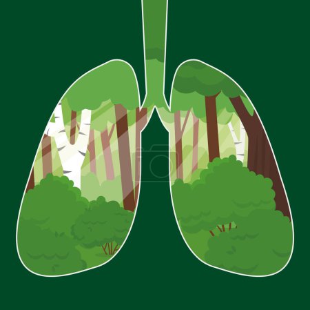 Téléchargez les illustrations : Illustration du concept écologique. poumons avec forêt verte à l'intérieur - en licence libre de droit