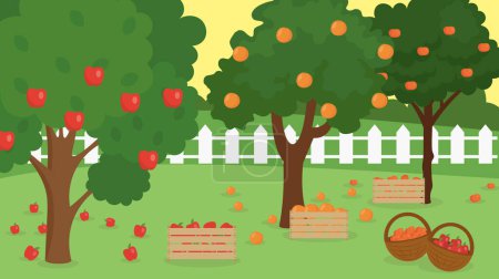 Illustration for Illustration of garden full of ripe fruits - Royalty Free Image