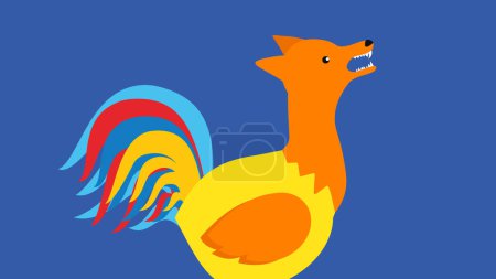Illustration for Illustration of cock with fox head - Royalty Free Image