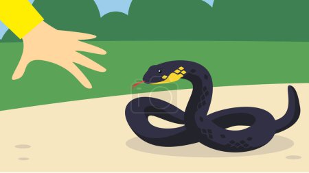Ilustración de Ilustración de la mano tratando de atrapar la serpiente - Imagen libre de derechos