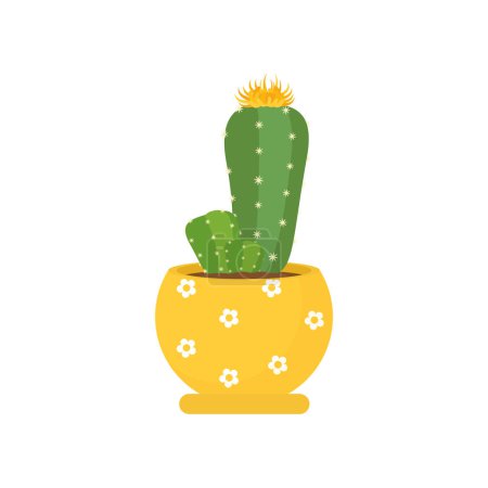 Illustration for Illustration of succulent in yellow pot on white background - Royalty Free Image