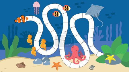 Ilustración de Ilustración de un juego de laberinto para niños preescolares con vida marina - Imagen libre de derechos