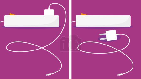 Illustration for Two white usb and plug vector illustration - Royalty Free Image