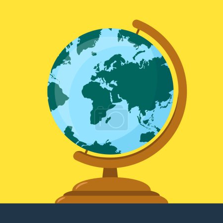 Téléchargez les illustrations : Carte du monde icône du globe, style plat, illustration vectorielle - en licence libre de droit