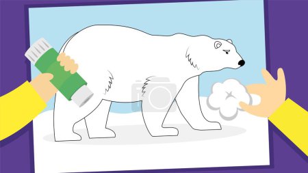 Téléchargez les illustrations : Illustration vectorielle de dessin animé de l'ours polaire - en licence libre de droit