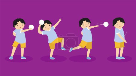 Ilustración de Niños haciendo ejercicio deportivo, ilustración vectorial - Imagen libre de derechos