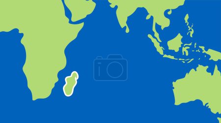Ilustración de África y Madagascar sobre fondo azul, ilustración vectorial - Imagen libre de derechos