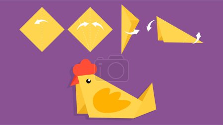 Téléchargez les illustrations : Illustration vectorielle des enveloppes de poulet et de papier sur fond violet. Style plat. - en licence libre de droit