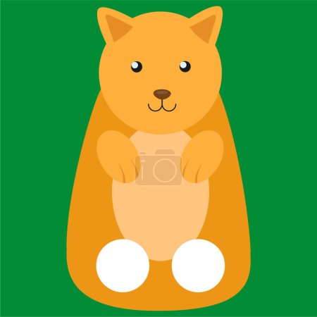 Illustration for Cute cartoon cat sitting on a green background. Vector illustration. - Royalty Free Image