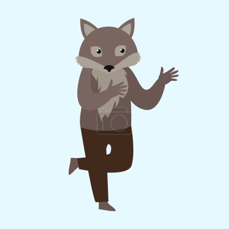 Illustration for Cute wolf cartoon character. Vector illustration in flat style. - Royalty Free Image