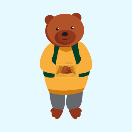 Ilustración de Bonito oso de dibujos animados. Ilustración vectorial de un oso en una chaqueta amarilla. - Imagen libre de derechos