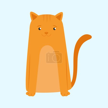 Téléchargez les illustrations : Mignon chat orange. Illustration vectorielle en style plat. Isolé sur fond bleu. - en licence libre de droit