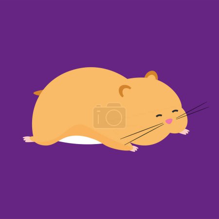 Téléchargez les illustrations : Joli hamster sur fond violet. Illustration vectorielle en style plat. - en licence libre de droit