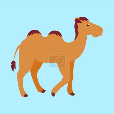 Ilustración de Ilustración vectorial camello en estilo de diseño plano. Camello aislado sobre fondo azul. - Imagen libre de derechos