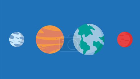 Illustration for Illustration of the solar system with planets and stars on a blue background - Royalty Free Image
