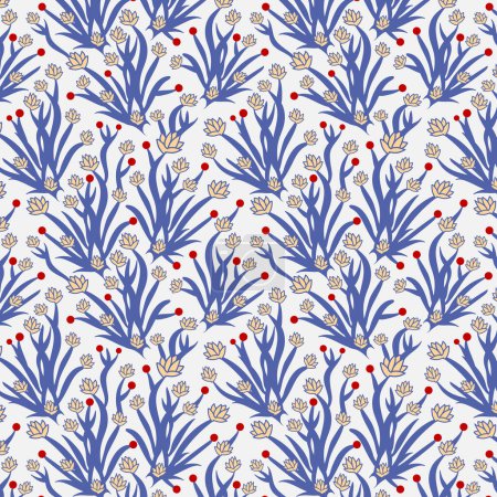 Ilustración de Jardín azul patrón de vectores sin costura - Imagen libre de derechos