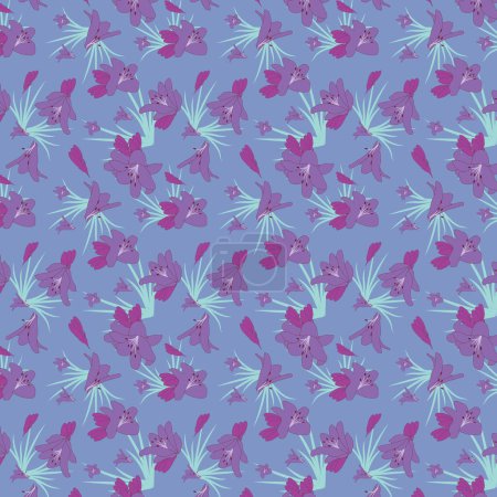 Illustration for Purple flowers seamless vector pattern - Royalty Free Image