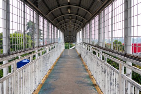 View of empty pedestrian bridge in South Jakarta.