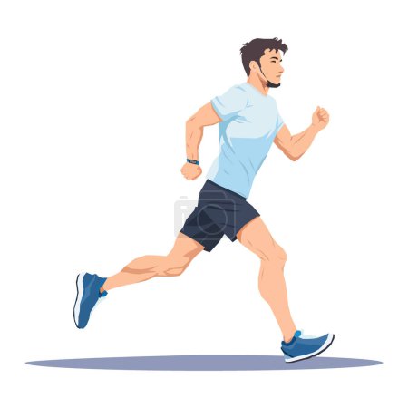 Téléchargez les illustrations : Illustration vectorielle d'un homme courant marathon - en licence libre de droit