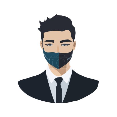 Illustration for Young businessman wearing a mask - Royalty Free Image